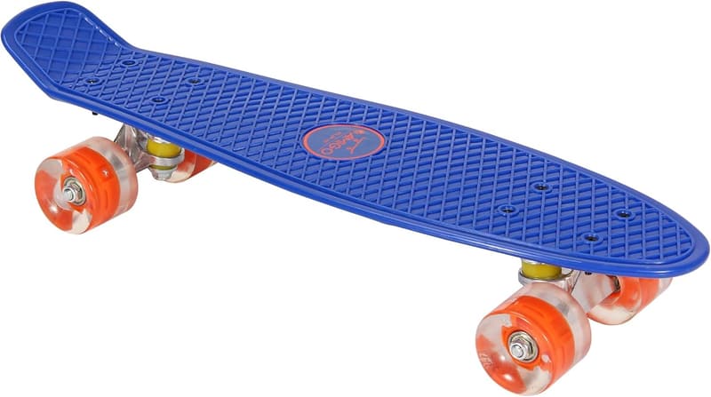 Mini Cruiser Skateboard für Anfänger mit LED-Rollen - Blau, 55 x 15 cm