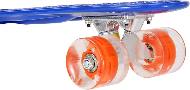 Mini Cruiser Skateboard für Anfänger mit LED-Rollen - Blau, 55 x 15 cm