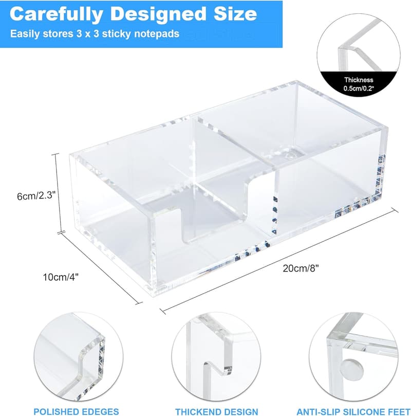 Transparenter Acryl-Haftnotiz-Halter für Büro und Zuhause