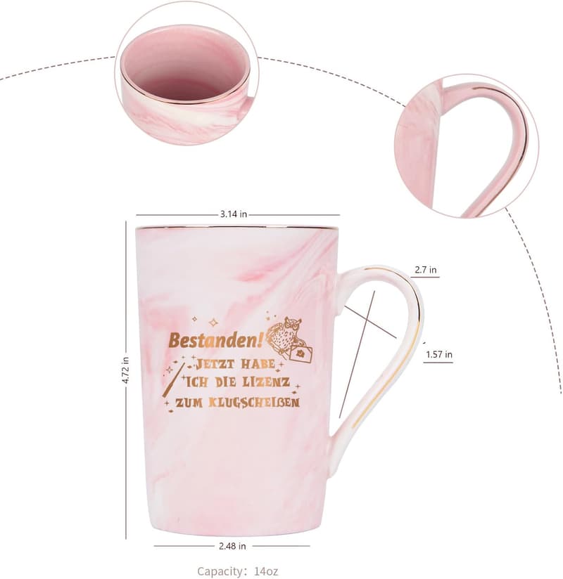 Bachelor Abschluss Geschenk - Kaffeetasse 400ml mit Spruch Rosa