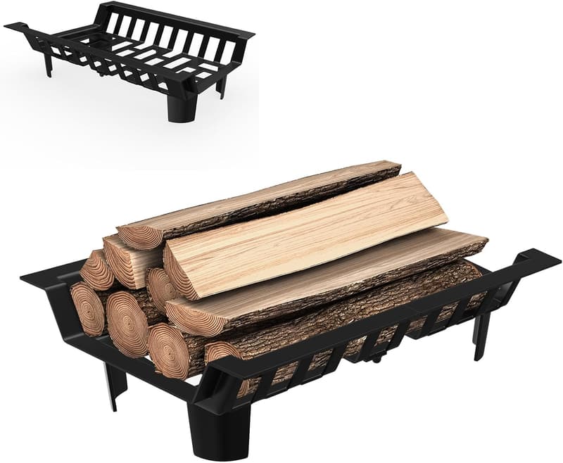 Kaminholzregal aus Gusseisen für Innen- und Außenkamin, 46 cm
