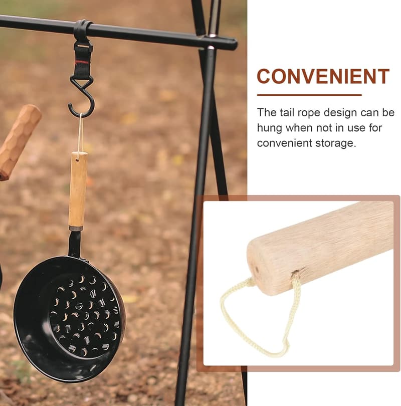 Tragbarer Holzkohlegrill mit Holzgriff für Camping und BBQ