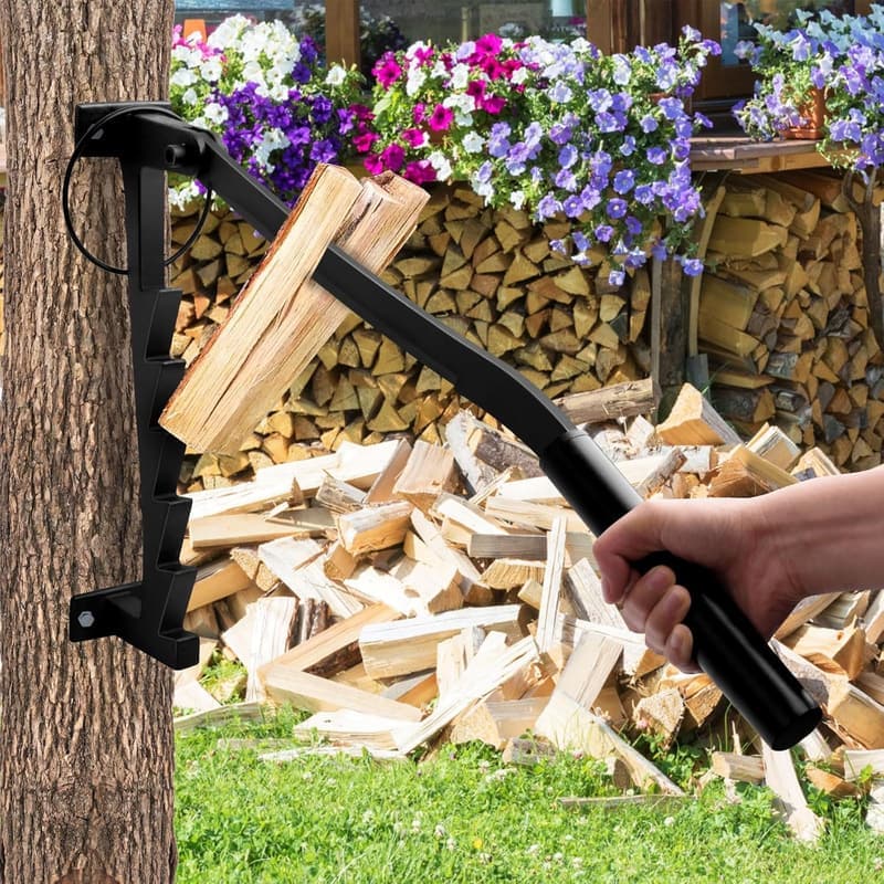 Holzspalter aus Karbonstahl mit Wandhalterung und 2 Abziehgriffen