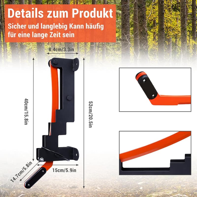 Manueller Holzspalter mit Wandhalterung – Karbonstahl, Orange