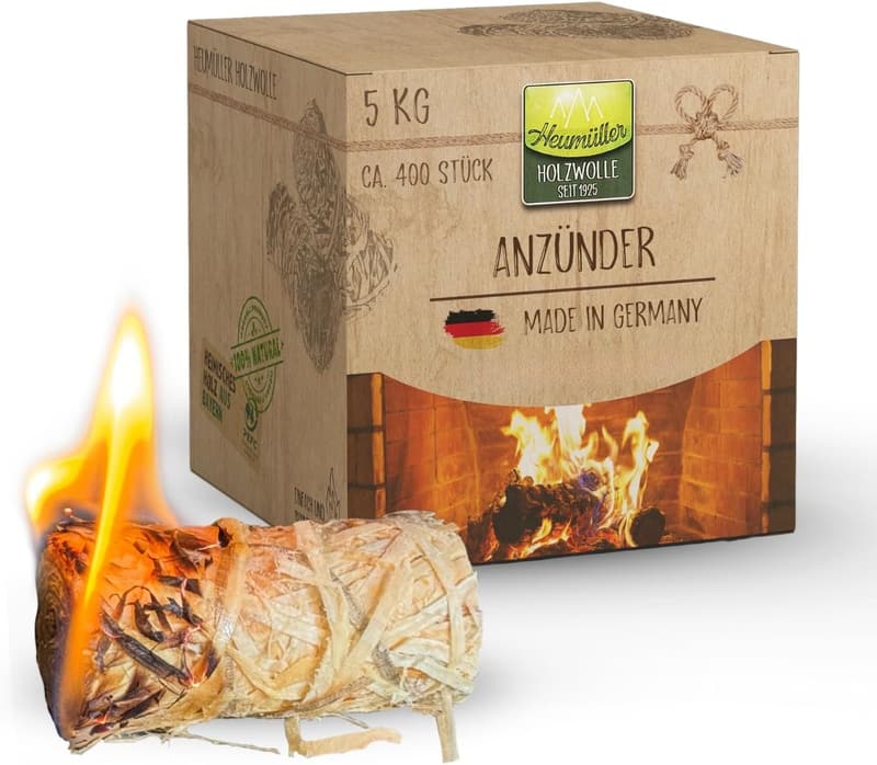 Premium Holzwolle-Anzünder 5 kg für Kamin und Grill – geruchsneutral und nachhaltig