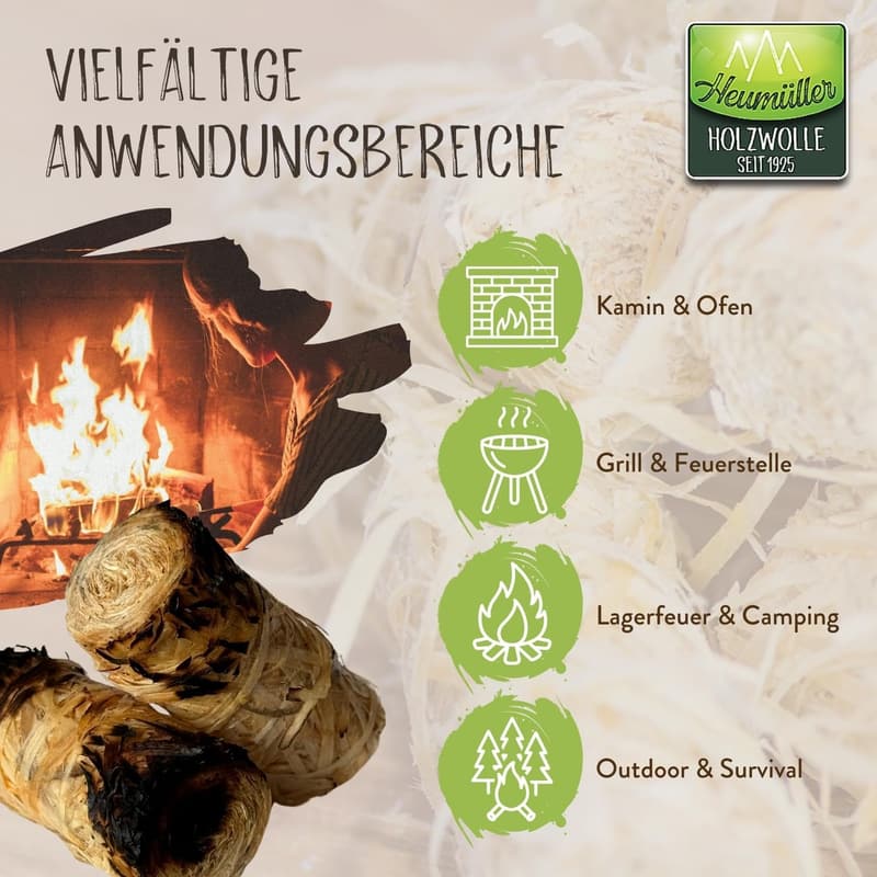 Premium Holzwolle-Anzünder 5 kg für Kamin und Grill – geruchsneutral und nachhaltig