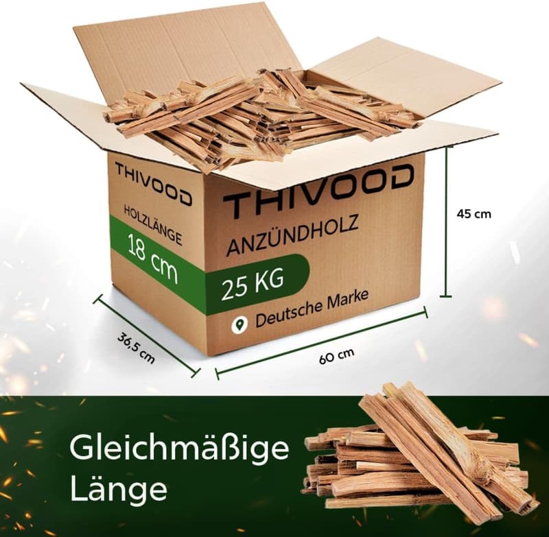 Anfeuerholz 25 KG – Trockenes Kaminholz aus Fichte & Kiefer für Grill und Kamin