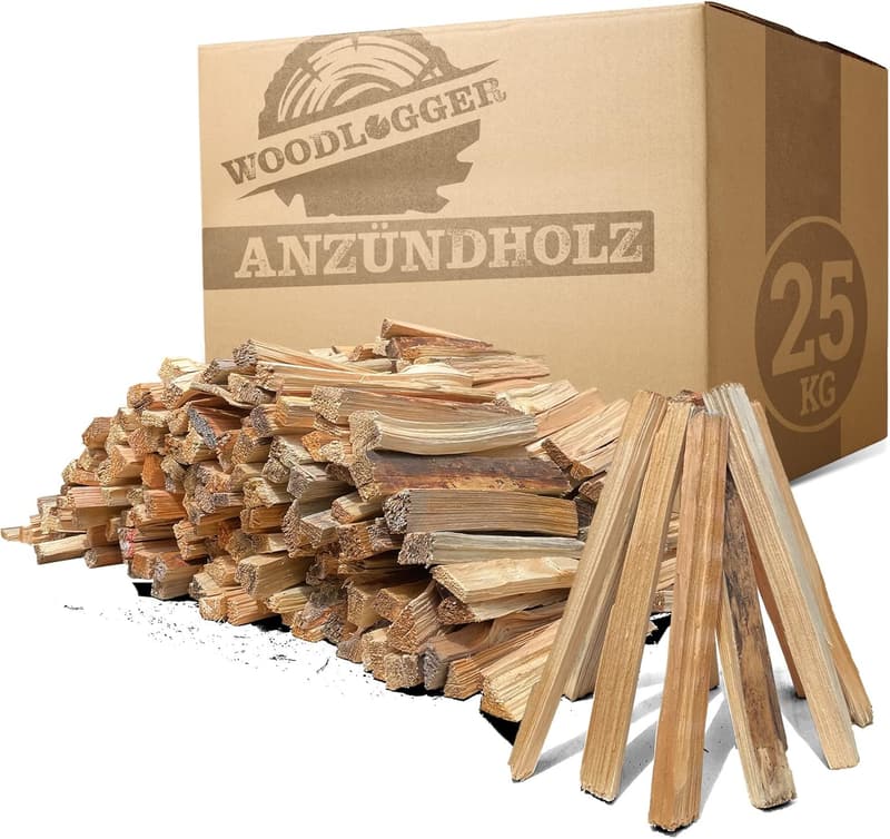 Anfeuerholz 25 KG - Trocken und ofenfertig für Kamin und Grill