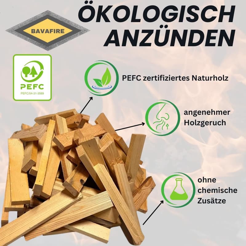 PEFC-zertifiziertes Anzündholz 6,8kg aus Kiefer, Fichte & Tanne für Kamin und Feuerstelle