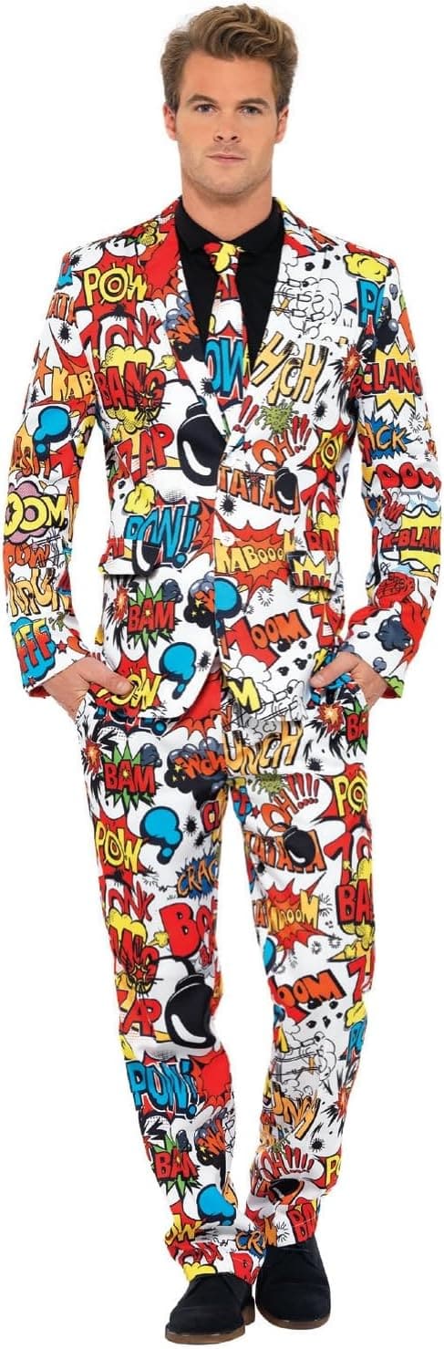 Herren Comic Strip Anzug Kostüm mit Jacke, Hose und Krawatte