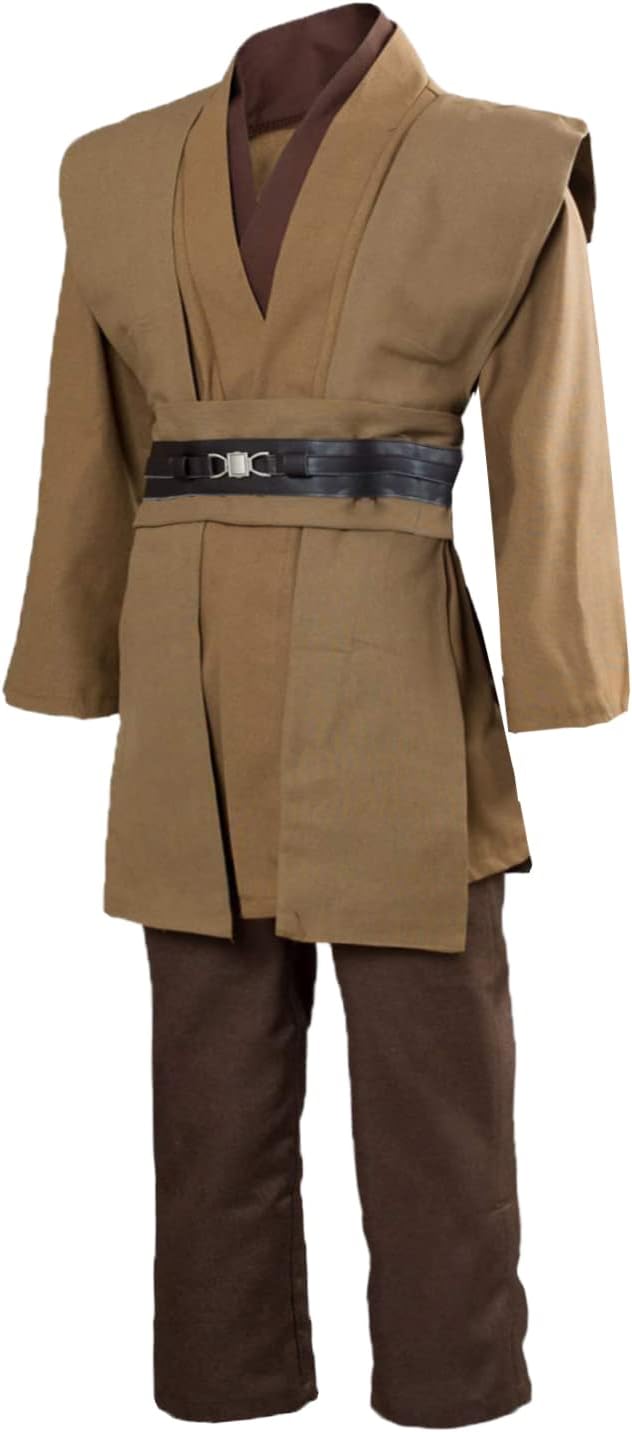 Jedi Tunika Kostüm mit Kapuzenmantel für Herren – Halloween Cosplay Set