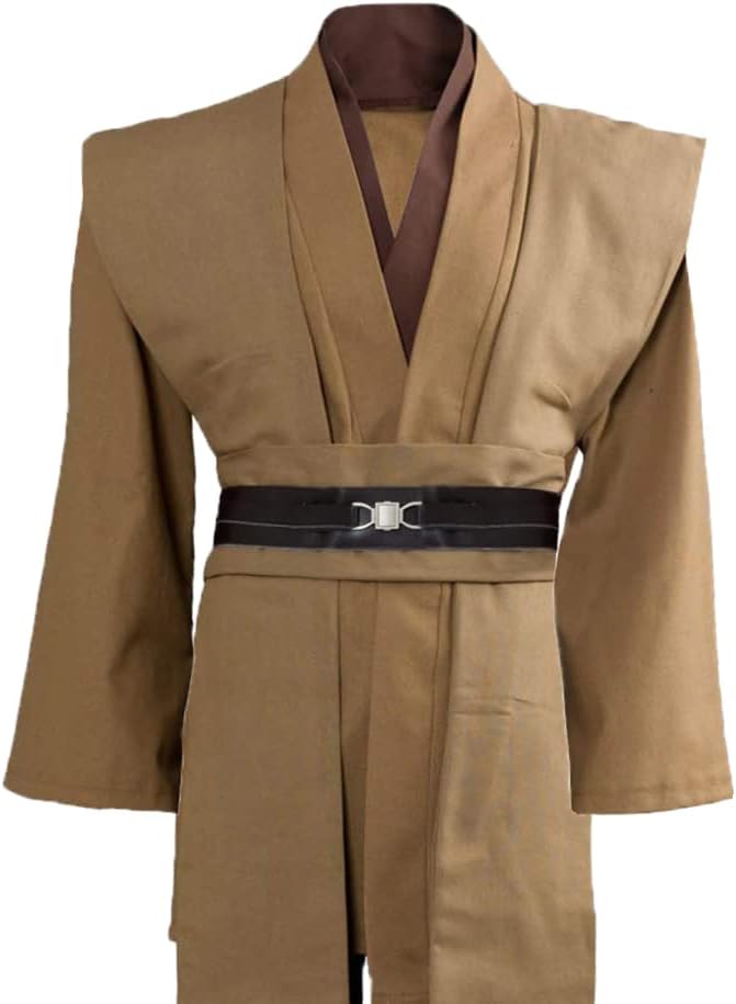 Jedi Tunika Kostüm mit Kapuzenmantel für Herren – Halloween Cosplay Set