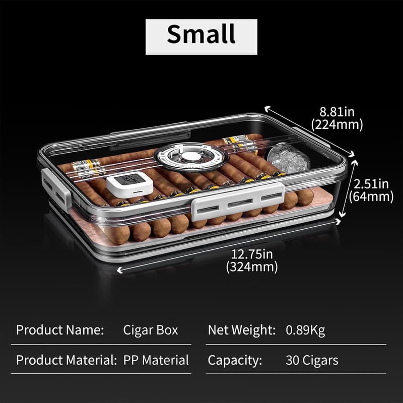 CIGARLOONG Zigarren-Humidor aus Zedernholz mit Hygrometer und Acrylbox für 20–30 Zigarren
