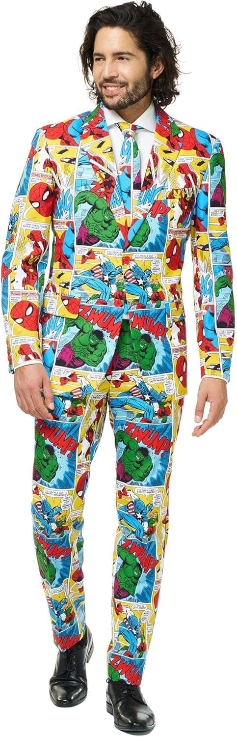 Superhero Anzug für Herren mit Sakko, Hose und Krawatte – Marvel & DC
