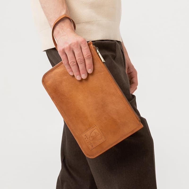 Vintage Dokumentenmappe Theo XL aus Leder für Herren und Damen - Braun