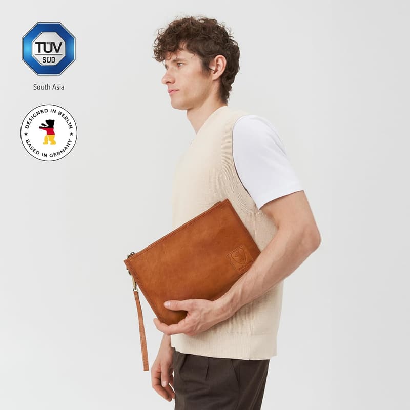Vintage Dokumentenmappe Theo XL aus Leder für Herren und Damen - Braun