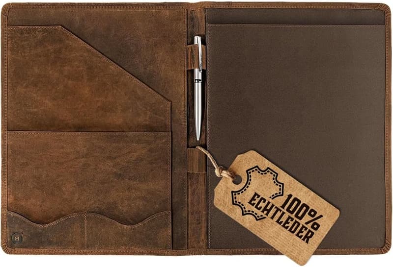 Vintage A4 Leder-Portfolio für Konferenzen und Dokumente, Braun