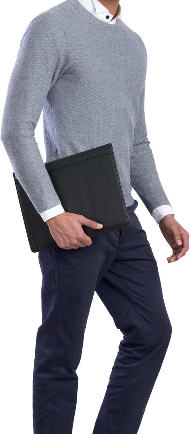 STILORD 'Malcolm' A4 Leder Schreibmappe in Schwarz für Business