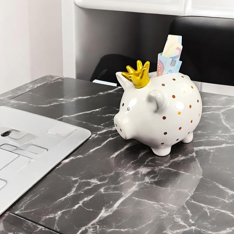 Keramik-Sparschwein mit Goldkrone – Stilvolle Schatztruhe für Ersparnisse
