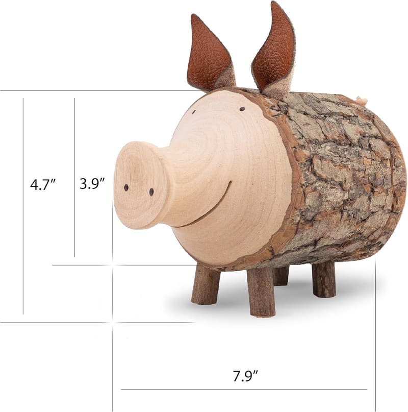 Handgefertigtes Holz-Sparschwein für Wohnaccessoires