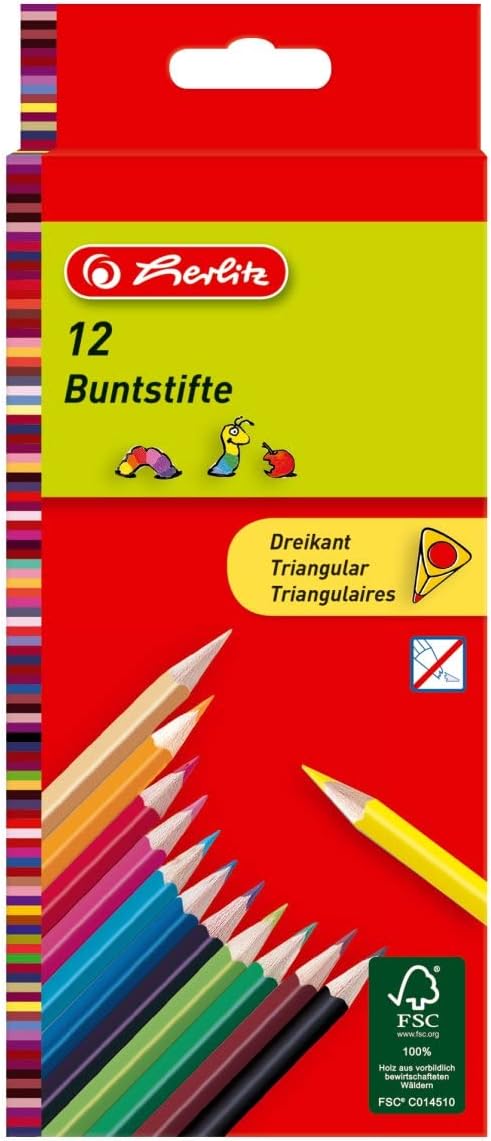 Herlitz Dreikantbuntstifte lackiert, 12 Stück