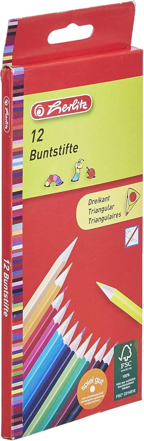Herlitz Dreikantbuntstifte lackiert, 12 Stück