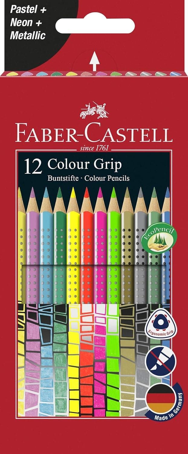 Faber-Castell Colour Grip Buntstiftset, 12 Farben, Etui