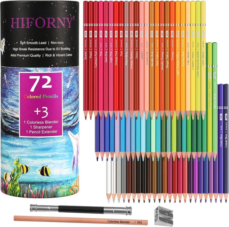 Buntstifte-Set für Erwachsene mit 72 Farben und weichem Kern