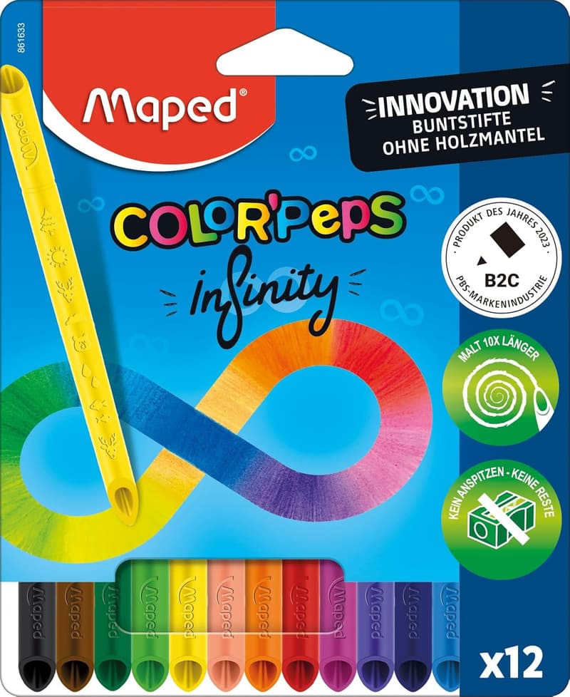 Maped Color'Peps Infinity Buntstifte - 12er Set, ergonomisch und unendliche Nutzung