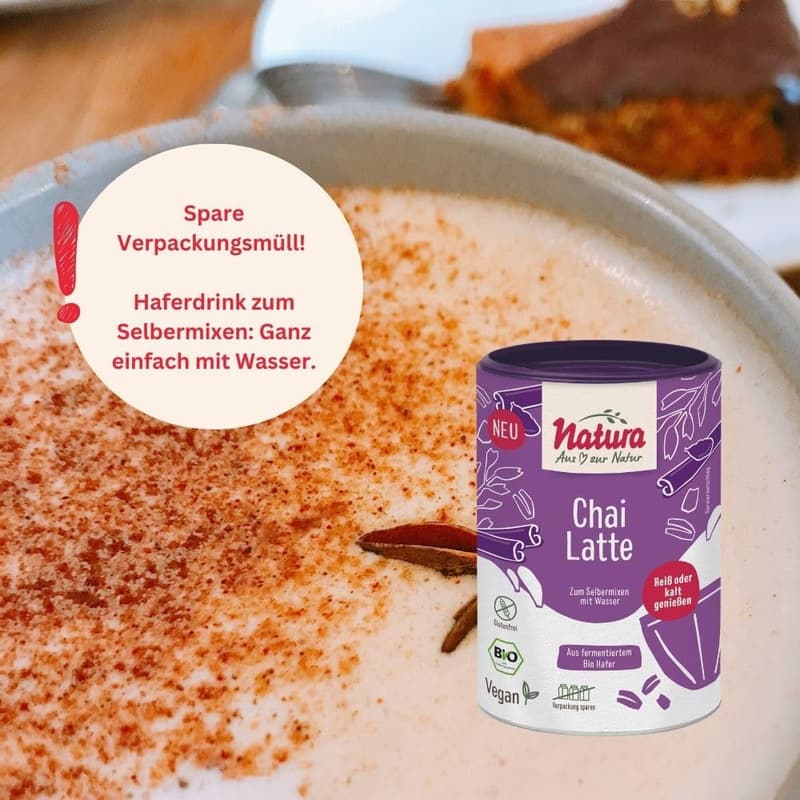 NATURA Bio Chai Latte Haferdrink Pulver - 100% gluten -free & vegan, 250 g