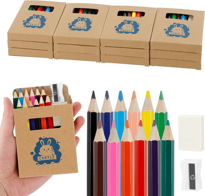 Buntstifte Set für Kinder - 12 Farben mit Spitzer und Radiergummi