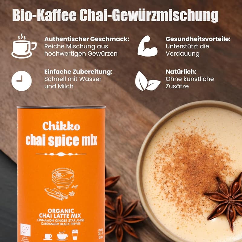 Chikko Bio Chai Latte Mix - 130g - 100% natürliche europäische Zutaten