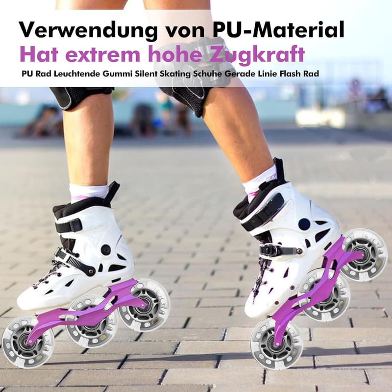 LED Inline Skate Rollen 72mm – 8 Stück PU Ersatzrollen für Kinder