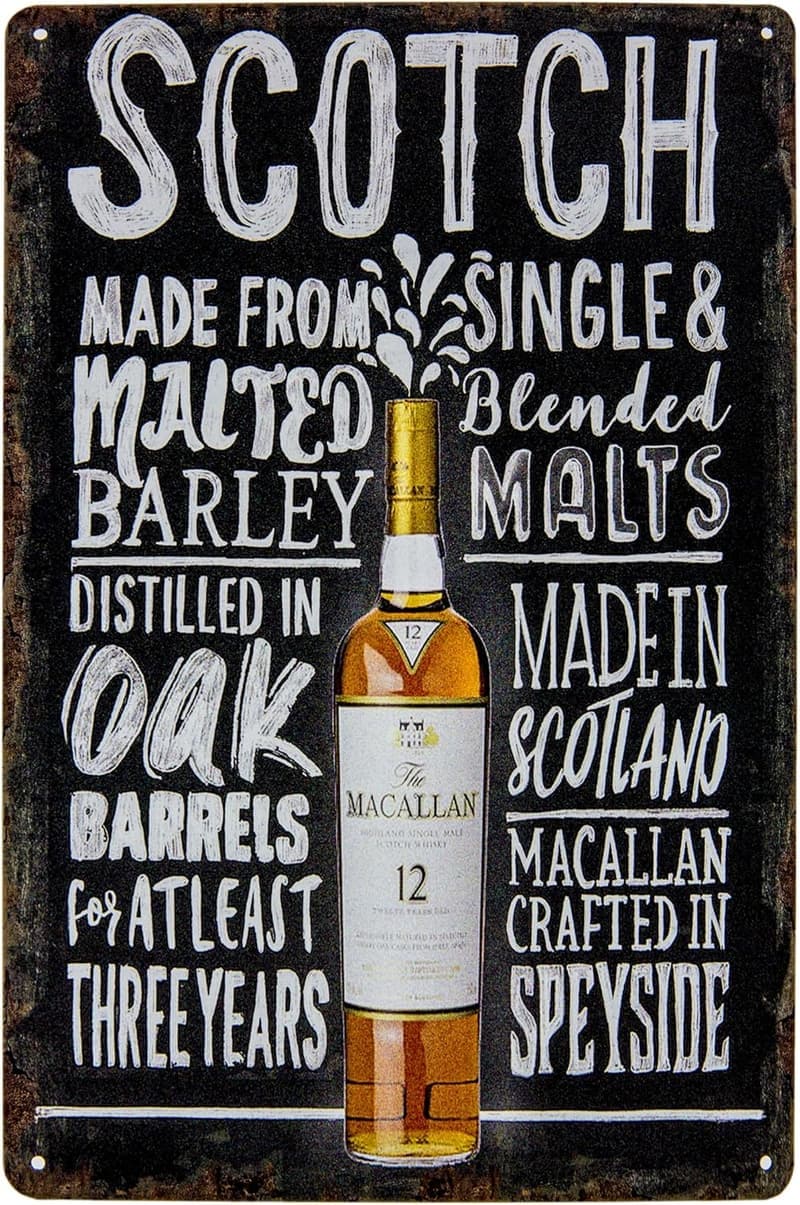 Blechschild 30 x 20 cm für Scotch-Liebhaber – Retro Bar Deko