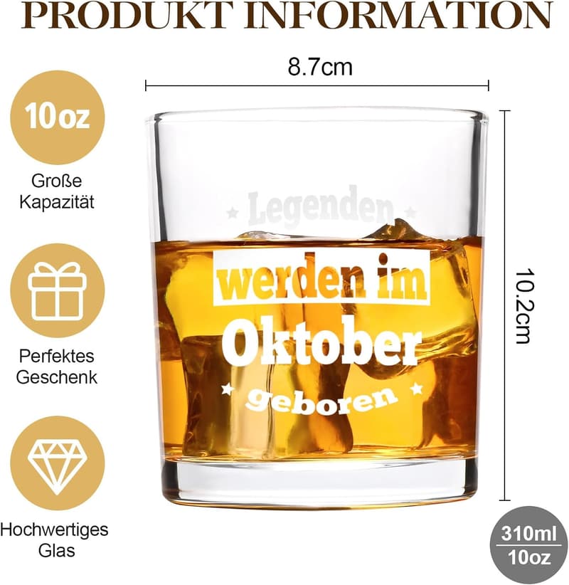 Whiskyglas Geschenk für Männer - Lustiges Geburtstagsgeschenk 300ml
