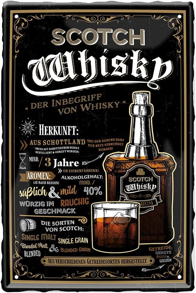 Scotch Whisky Blechschild – Vintage Deko für Whiskybar – 20x30 cm