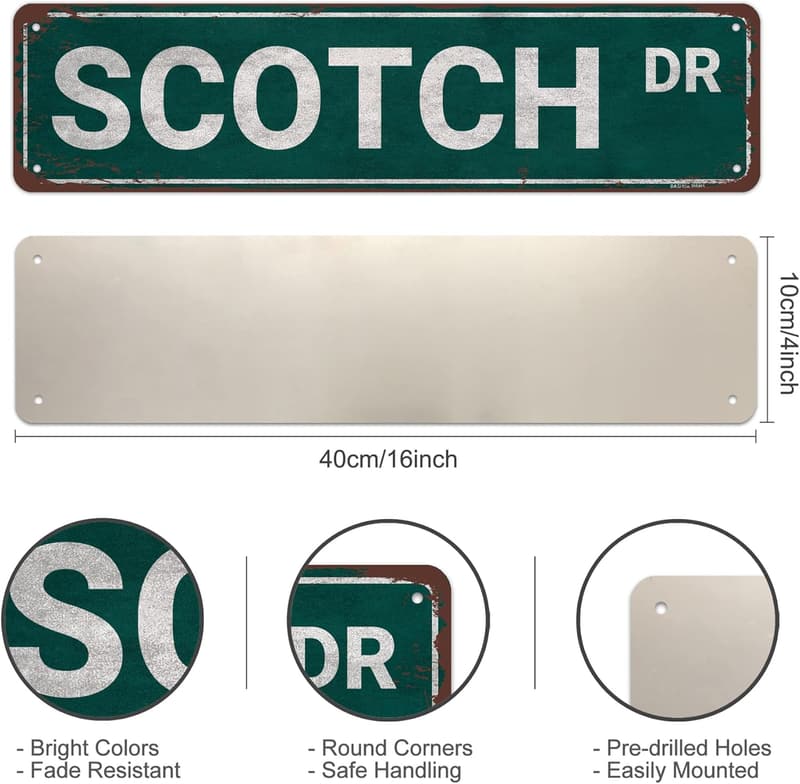 Vintage Scotch Metallschild – Lustige Wanddekoration für Männerhöhlen
