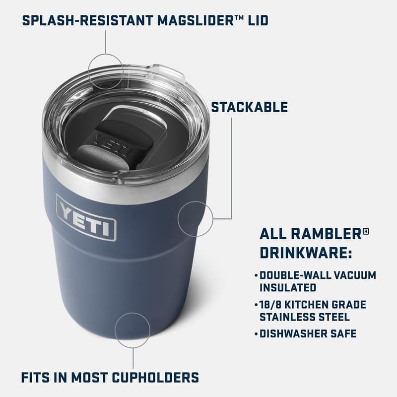 YETI Rambler 16 oz Stapelbarer Becher mit MagSlider Deckel, Navy