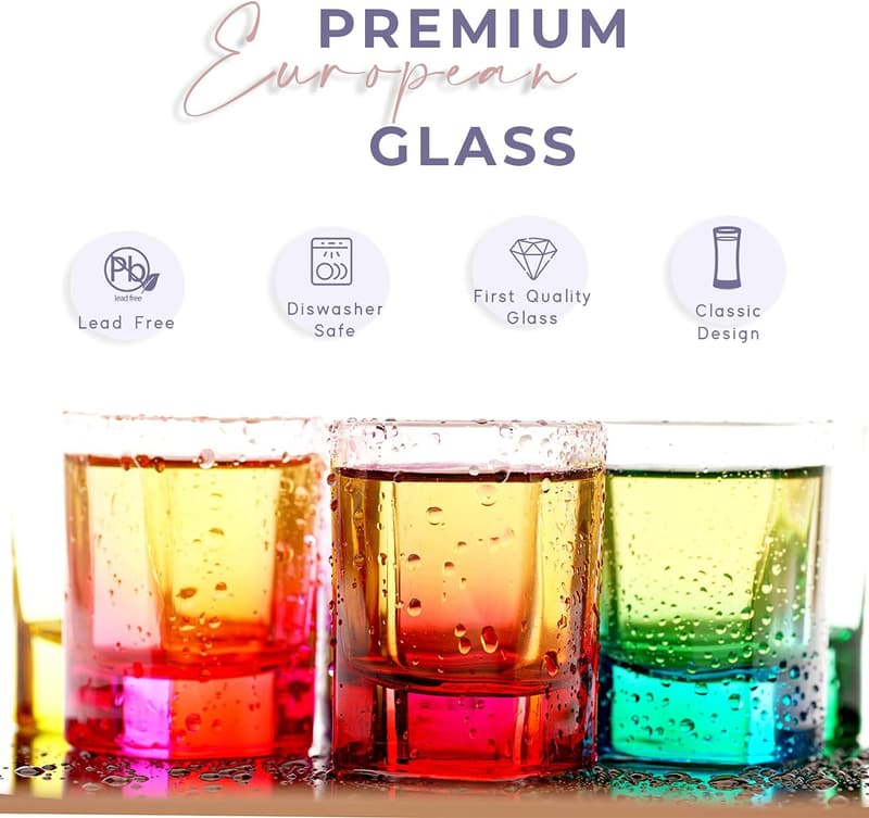 Farbiges Schnapsglas Set aus 6 schweren Gläsern für Whisky und Tequila