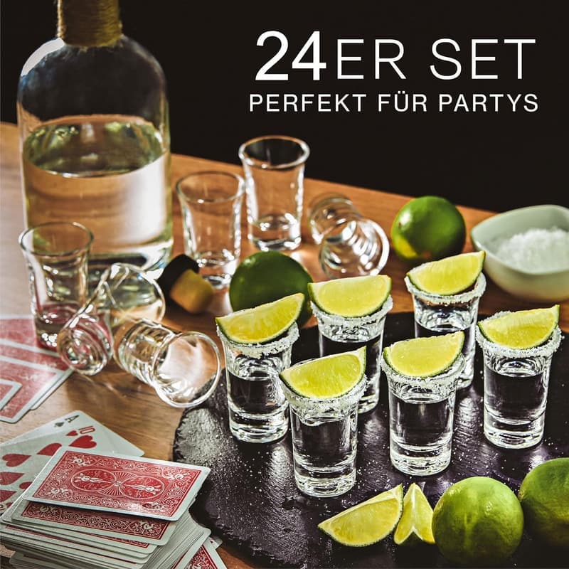 24 Spülmaschinenfeste Schnapsgläser aus Glas mit Dickem Boden