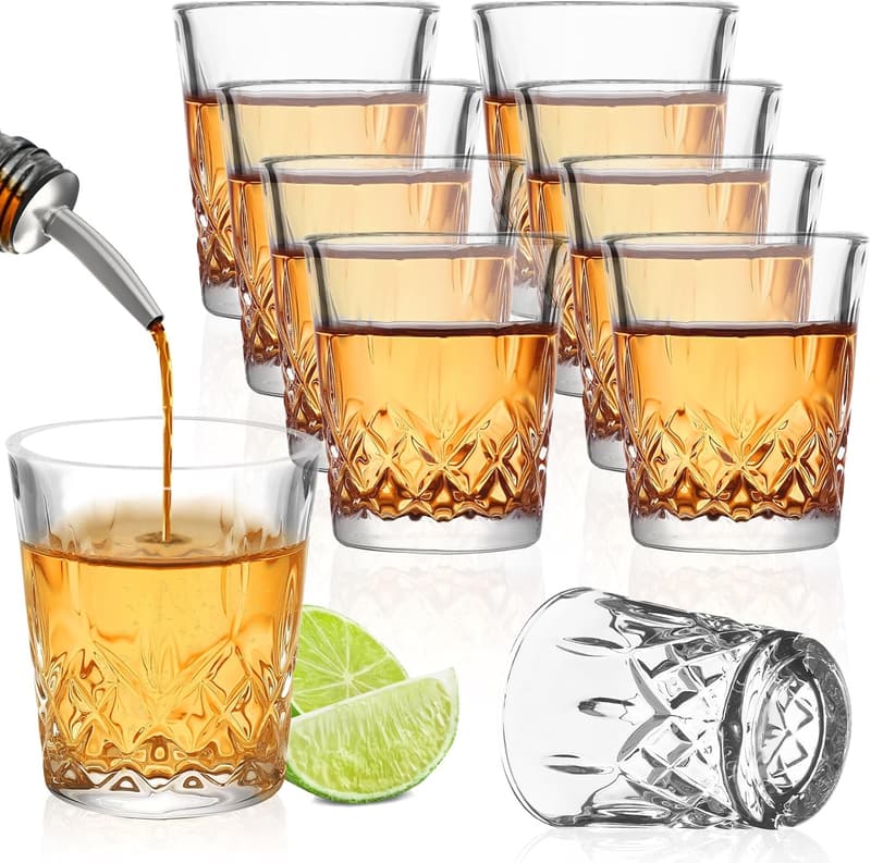 Gucass 8er Set Schnapsgläser aus bleifreiem Glas, spülmaschinenfest