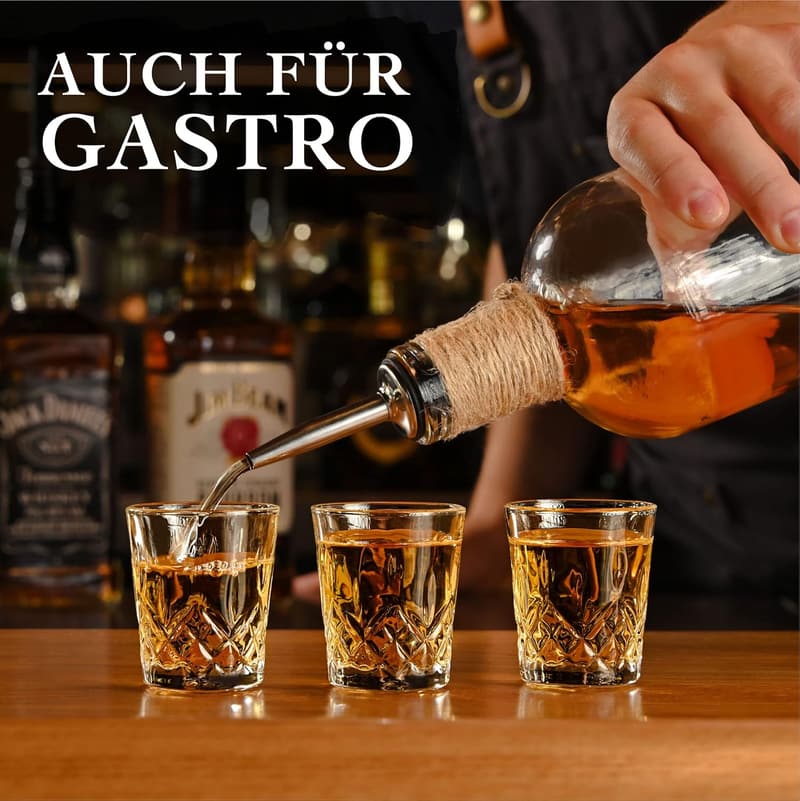 Edles Vintage Design: 6 spülmaschinenfeste Kristall-Schnapsgläser 4cl