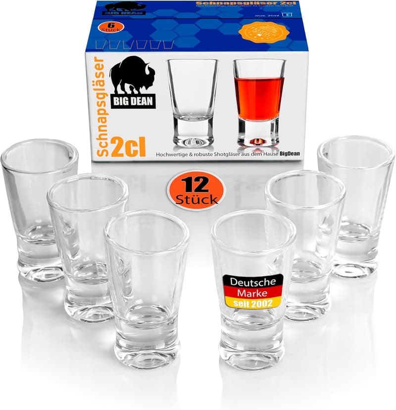 12er Set Schnapsgläser 2cl in Geschenkbox – spülmaschinenfest und hochwertig