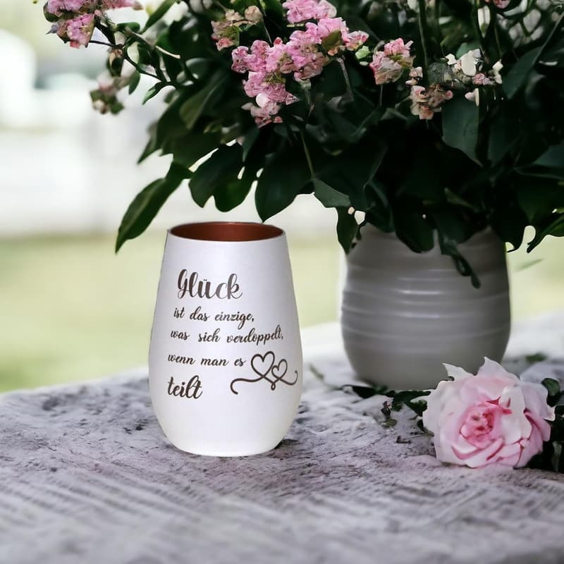 Windlicht Becher aus Kristallglas mit Gravur 