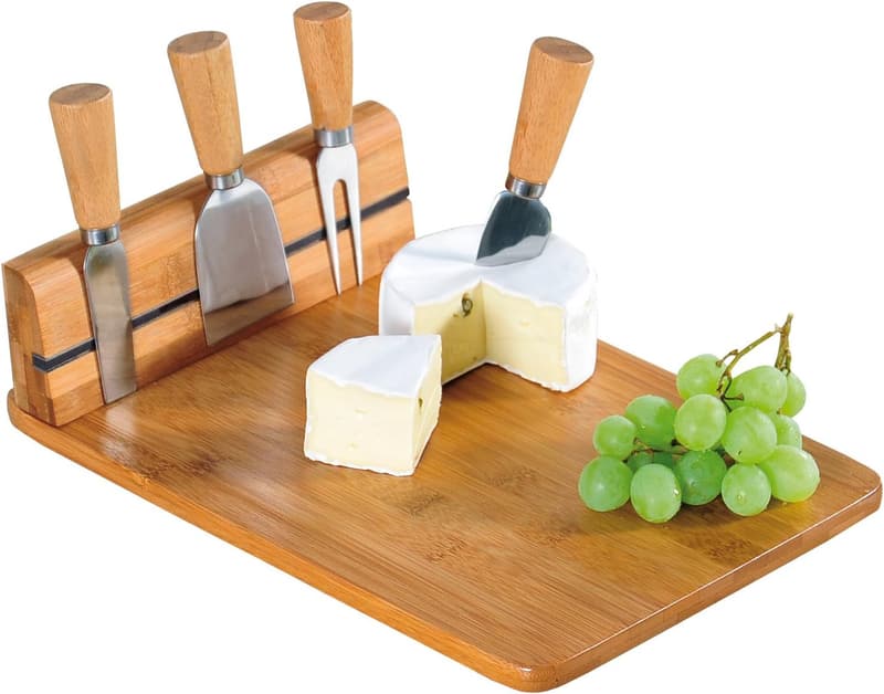 Käsebrettset aus Bambus und Edelstahl, 30 x 20 x 8 cm