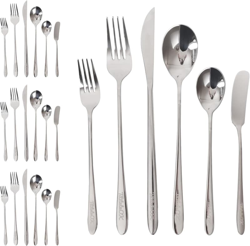 Edelstahl Besteckset 24-teilig, hochglanzpoliert, Silberfarben