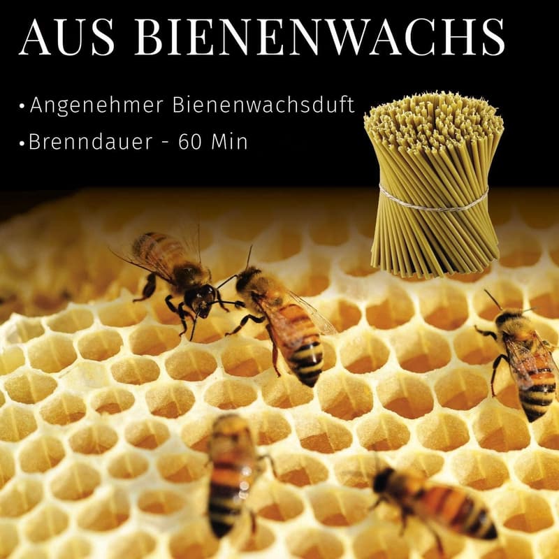 Bienenwachs-Teelichter für Gebet und Tischdeko - Ungiftig, Tropffrei, 18,5 cm, 200 Stück