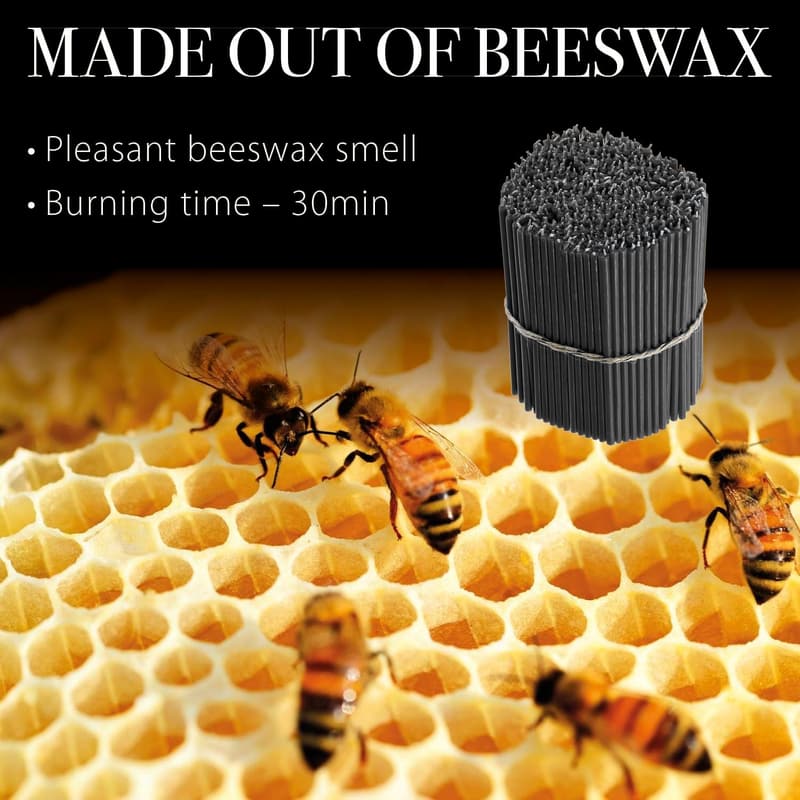 Schwarze Bienenwachskerzen für Klostergebet – 100 Stück, 16 cm hoch, tropffrei