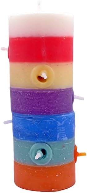 Gebetskerze mit 7 Dochten und 7 Kräften, mehrfarbig, Glas