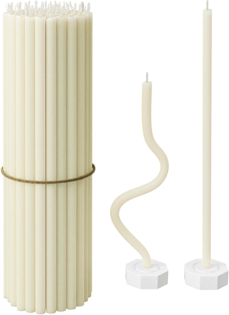 Orthodoxe Ritualkerzen aus Bienenwachs mit 2 Haltern, 18 cm, ungiftig, tropffrei